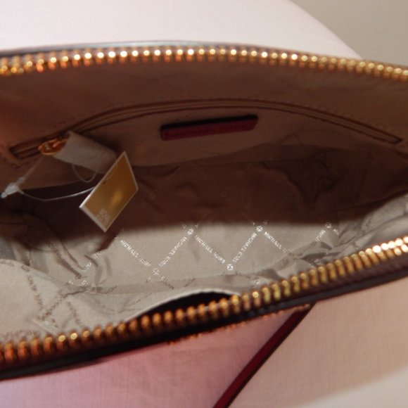 NWT MICHAEL KORS MK MONOGRAM Center Stripe CINDY LG Dome CHAIN XBODY BAG Berry - Picture 9 of 9